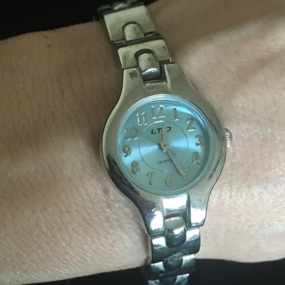 Vintage Blue Face LTD Silver Tone Wrist Watch